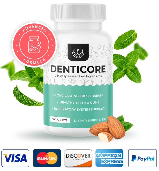 DentiCore supplement bottle for dental and gum health